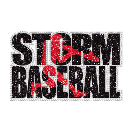 Storm Baseball Hotfix Rhinestone Glitter Transfer